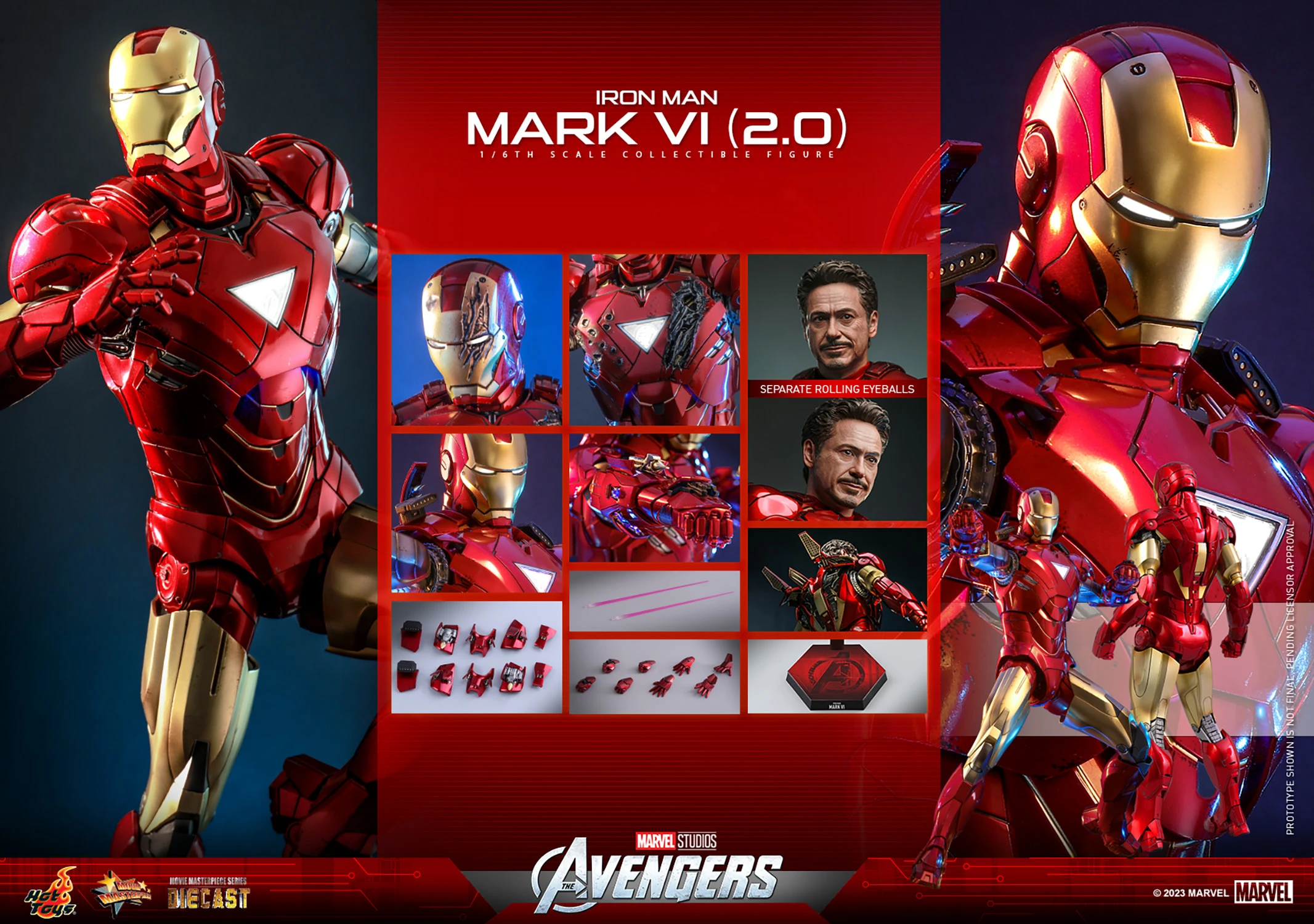Hot Toys – Iron Man 2 – Iron Man Mark VI 2.0 DIE CAST 1/6 Scale - Imagen 14